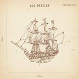 Puzzle 3D en Bois Bateau Pirate