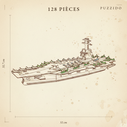 Puzzle 3D en Bois Bateau USS CVN-78 — plan technique.