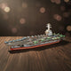 Puzzle 3D du Bateau USS CVN-78, vue studio sur surface en noyer
