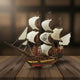 Puzzle 3D du Black Pearl Blanc, vue studio sur surface en noyer