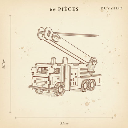 Puzzle 3D du Camion de pompier, plan technique avec dimensions
