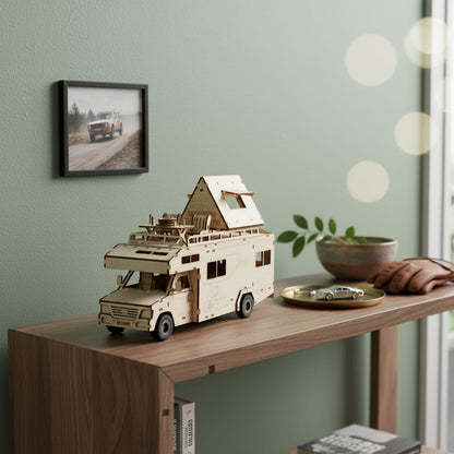 Puzzle 3D du Camping Car en bois, assemblé - vue 3