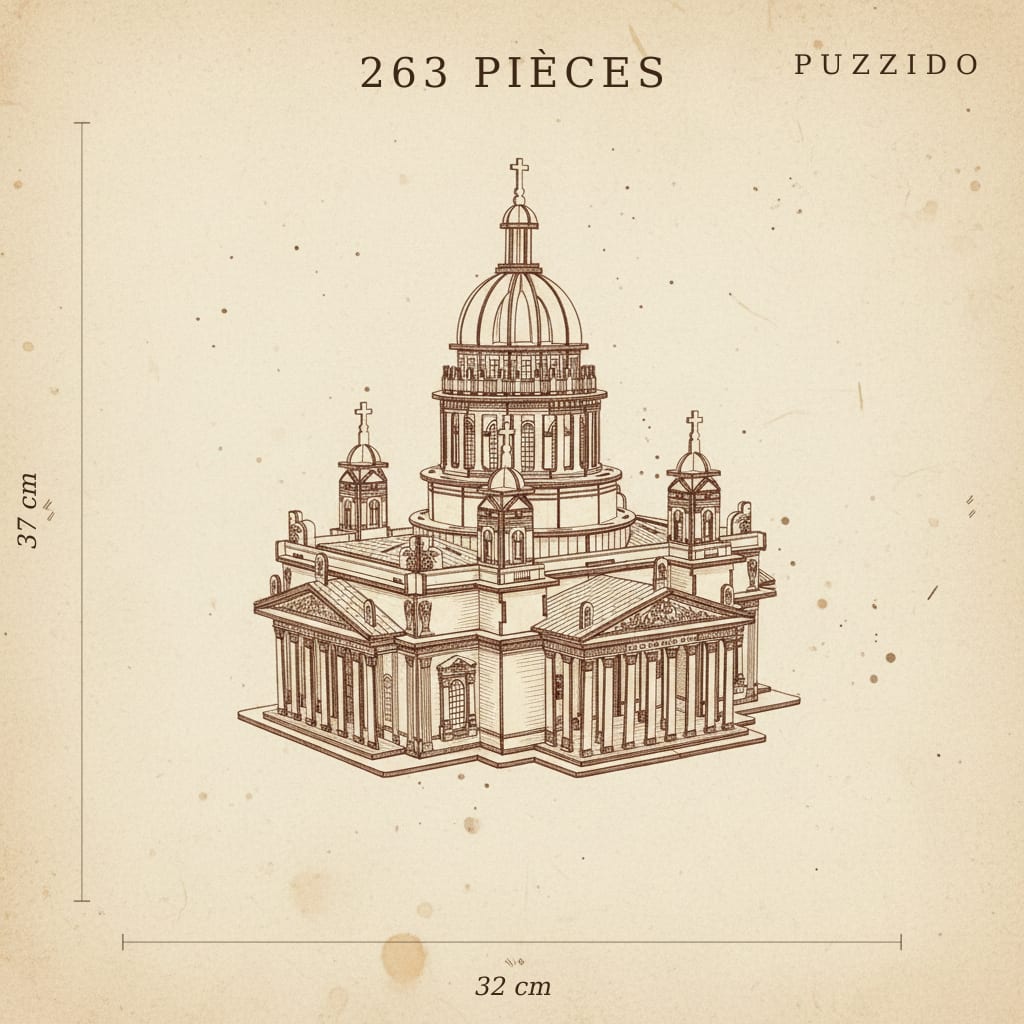 Puzzle 3D de la Cathédrale Saint-Isaac en bois, assemblé - vue 2