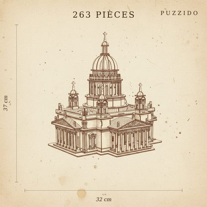 Puzzle 3D de la Cathédrale Saint-Isaac en bois, assemblé - vue 2