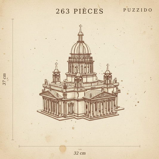 Puzzle 3D de la Cathédrale Saint-Isaac en bois, assemblé - vue 2