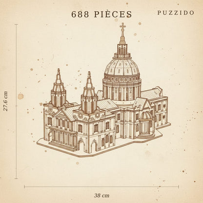 Puzzle 3D de la Cathédrale Saint-Paul en bois, assemblé - vue 2