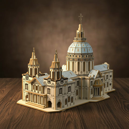 Puzzle 3D de la Cathédrale Saint-Paul en bois, assemblé.