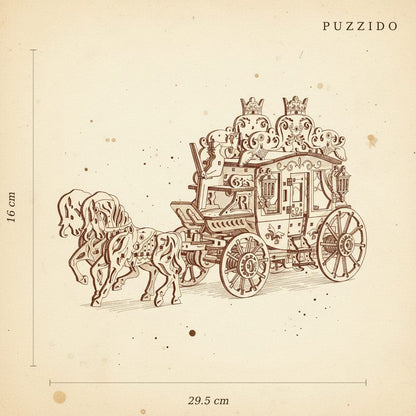 Puzzle 3D de la Charette Royale en bois, plan de montage - vue 2.