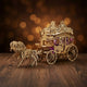 Puzzle 3D de la Charette Royale en bois, carrosse éclairé et deux chevaux, assemblé.