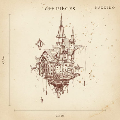 Puzzle 3D du Château à Vapeur, plan technique avec dimensions