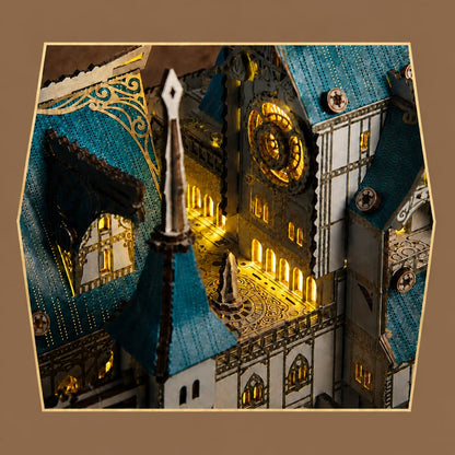 Cour intérieure du Puzzle 3D Château à Vapeur vue de dessus, pavement gravé