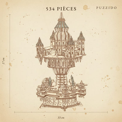 Puzzle 3D du Château dans le Ciel, plan technique avec dimensions
