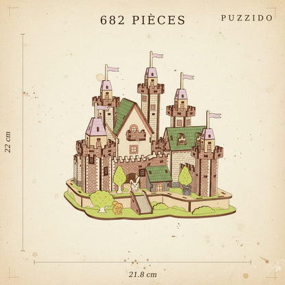 Puzzle 3D du Château de Princesse en bois, assemblé - vue 2.