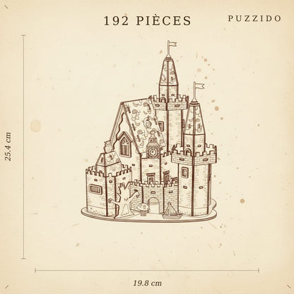 Puzzle 3D du Château Fort en bois, assemblé - vue 2