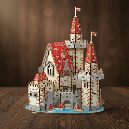 Puzzle 3D du Château Fort en bois, assemblé.