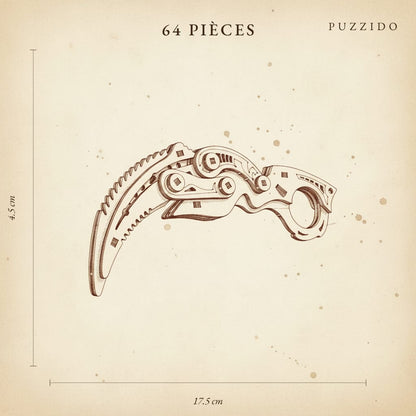 Puzzle 3D du Couteau couperet, plan technique avec dimensions