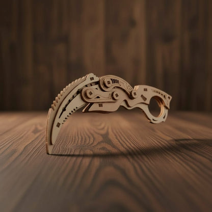 Puzzle 3D du Couteau Couperet en bois, assemblé.