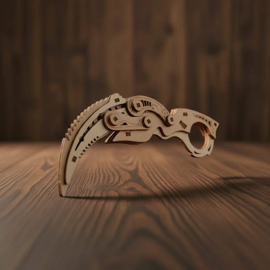 Puzzle 3D du Couteau Couperet en bois, assemblé.