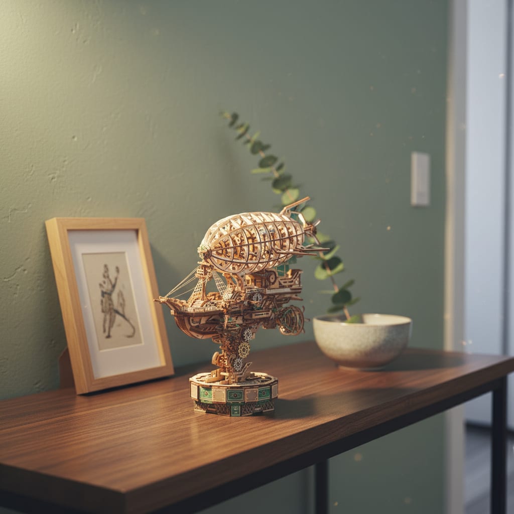 Puzzle 3D du Dirigeable Steampunk en bois, assemblé - vue 4