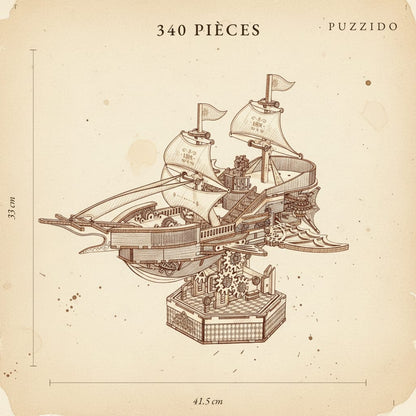Puzzle 3D du Galion Spatial en bois, assemblé - vue 2