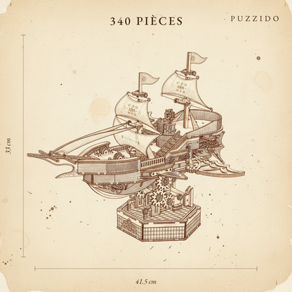 Puzzle 3D du Galion Spatial en bois, assemblé - vue 2