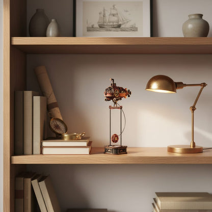 Puzzle 3D du Sous-Marin à Pendule en Bois, posé sur une commode dans un intérieur design