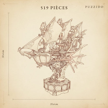 Puzzle 3D du Vaisseau Féerique en bois, assemblé - vue 2