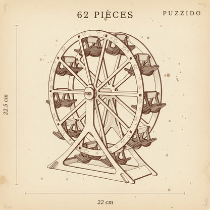 Puzzle 3D de la Grande Roue en bois, assemblé - vue 2