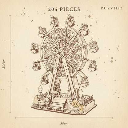 Puzzle 3D du Grande roue Britannique, plan technique avec dimensions