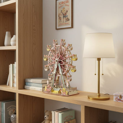 Puzzle 3D du Grande roue Britannique, exposé sur une étagère ouverte