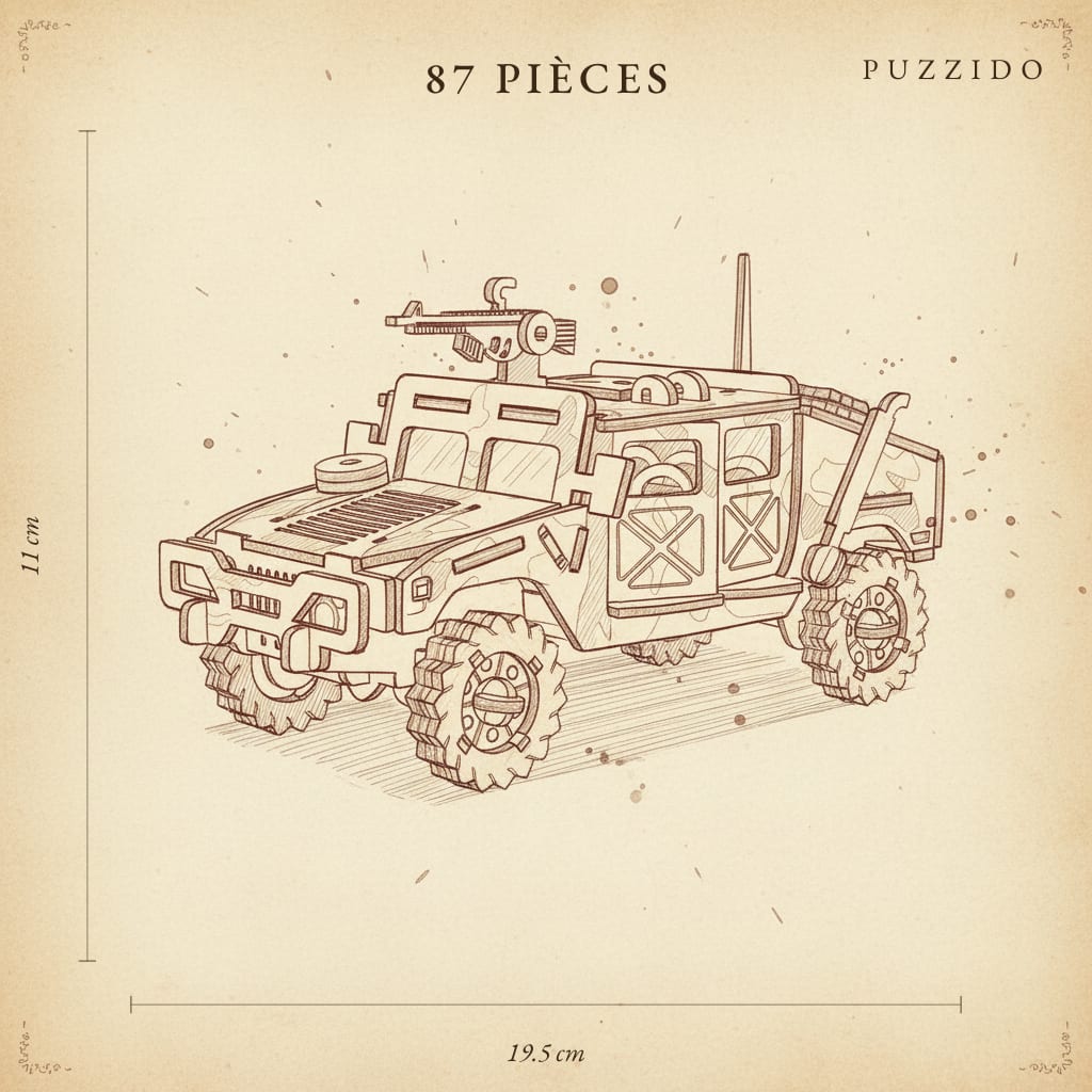 Puzzle 3D Hummers — plan technique.