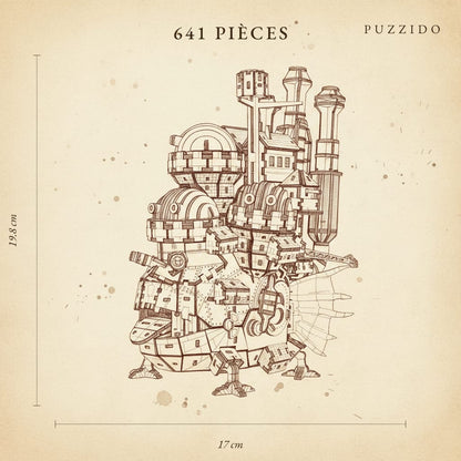 Puzzle 3D en Bois Château Ambulant — plan technique.