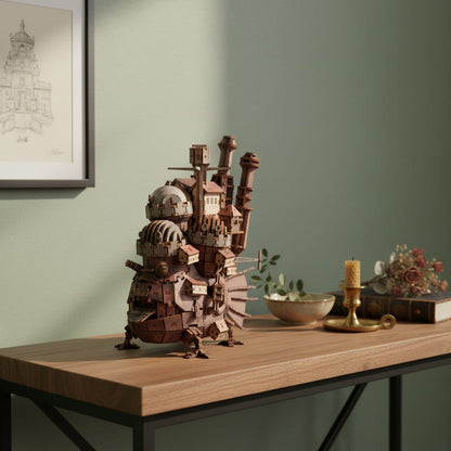 Puzzle 3D du Château Ambulant Peint — Ghibli, exposé sur une étagère ouverte