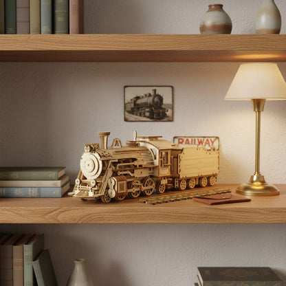 Puzzle 3D de la Locomotive en bois, assemblé - vue 3.