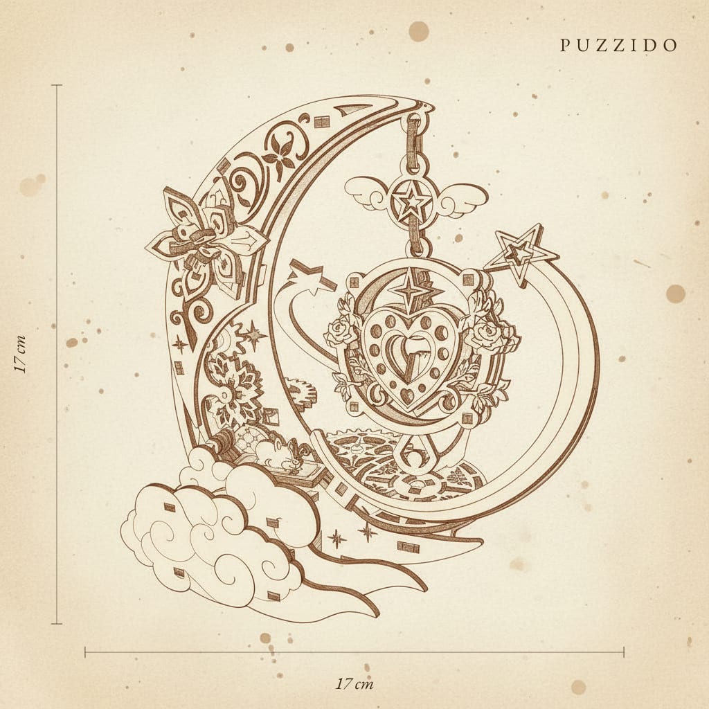 Puzzle 3D Lune Enchantée — plan technique.