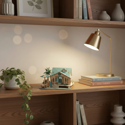 Puzzle 3D du Maison Bali, posé sur une commode dans un intérieur design