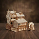 Puzzle 3D de la Maison Chinoise en bois, assemblé.
