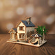 Puzzle 3D de la maison de plage en bois, assemblé.