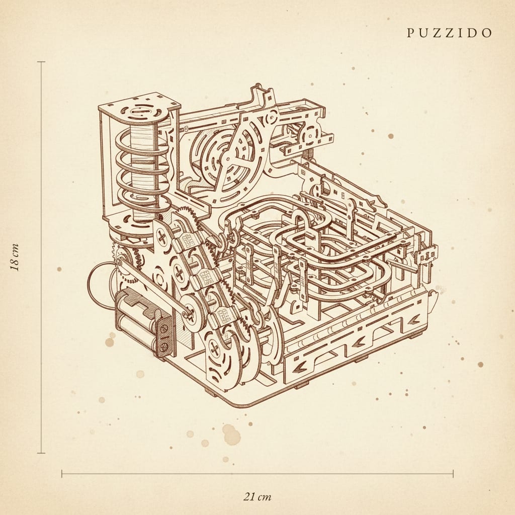 Puzzle 3D du Marble Run - A, plan technique avec dimensions