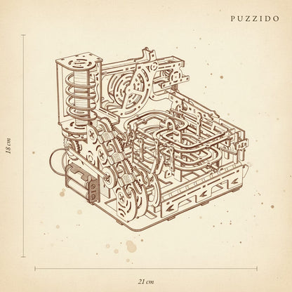 Puzzle 3D du Marble Run - A, plan technique avec dimensions