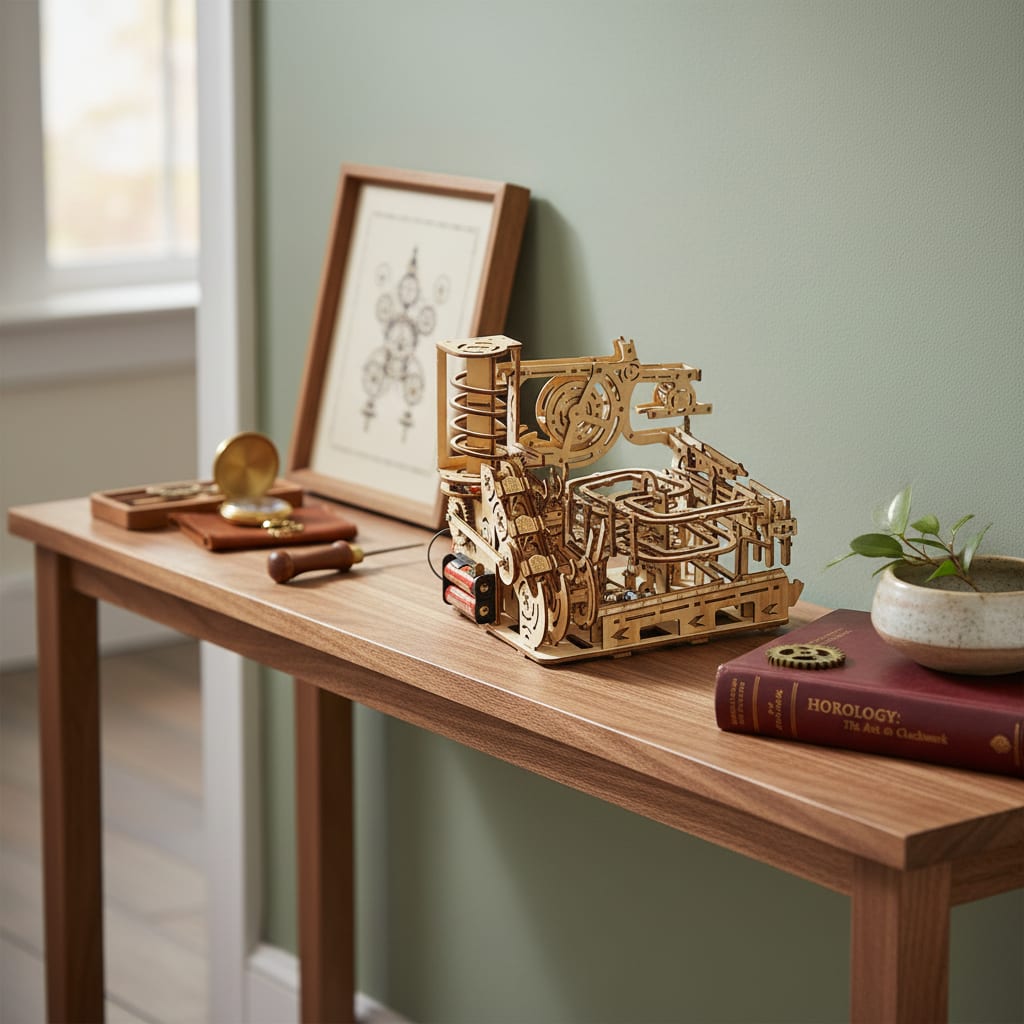 Puzzle 3D du Marble Run - A, exposé sur une étagère ouverte