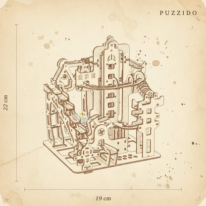 Puzzle 3D du Marble Run B en Bois, plan technique avec dimensions