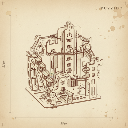 Puzzle 3D Marble Run - B — plan technique.