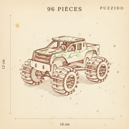 Puzzle 3D du Monster Truck en bois, assemblé - vue 2