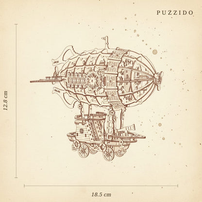 Puzzle 3D du Dirigeable Aventurier en bois, assemblé - vue 2