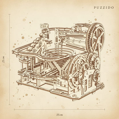 Puzzle 3D en Bois Parcours de Billes Manuel Simple — plan technique.