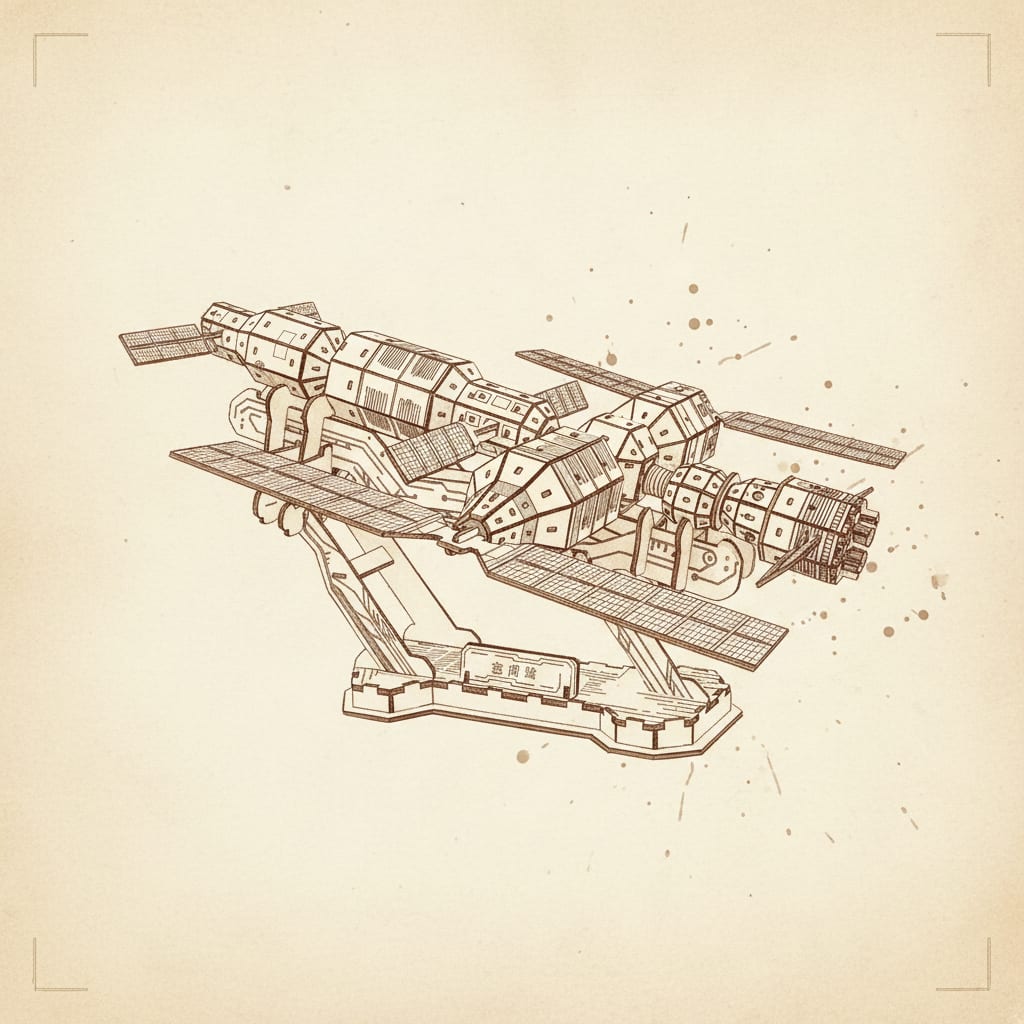 Puzzle 3D du Station Spatiale, plan technique avec dimensions