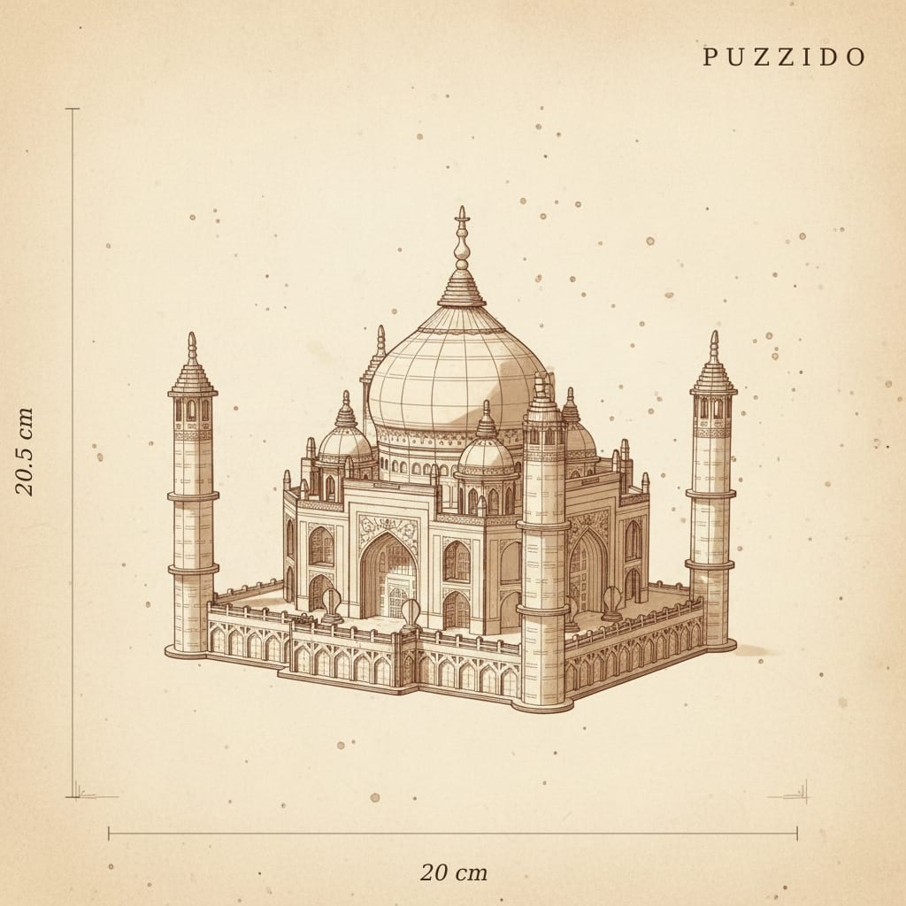 Puzzle 3D du Taj Mahal en bois, assemblé - vue 2