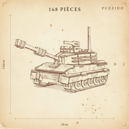 Puzzle 3D en Bois Tank — plan technique.