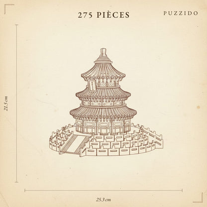 Puzzle 3D du Temple du ciel, plan technique avec dimensions